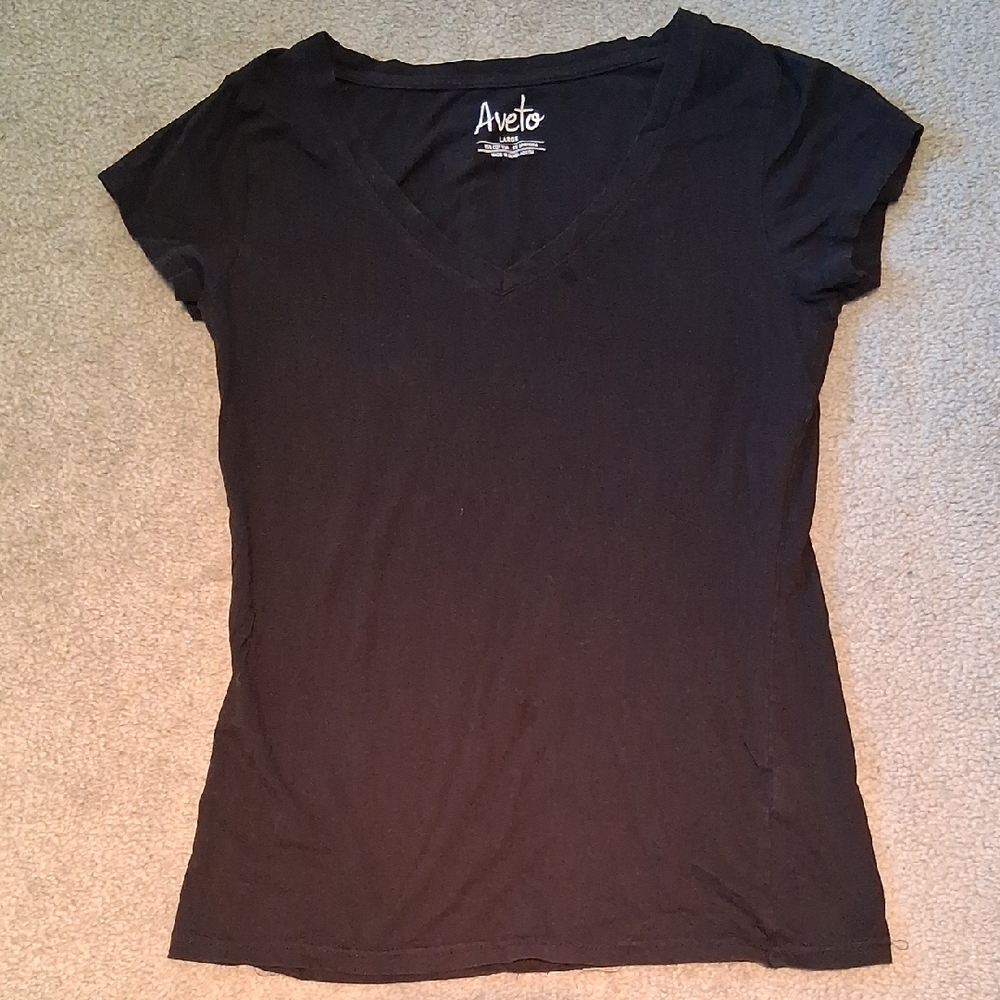 Woman's Black V-neck Shirt